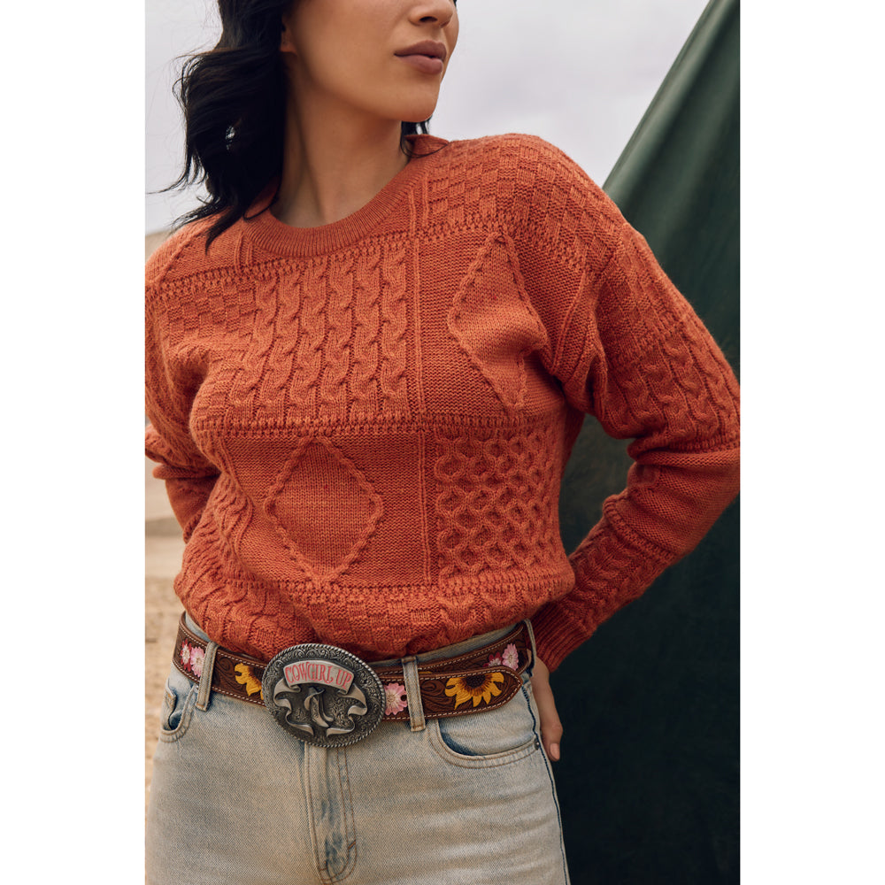 Ceinture en cuir ciselé pour femme « Bouquet »