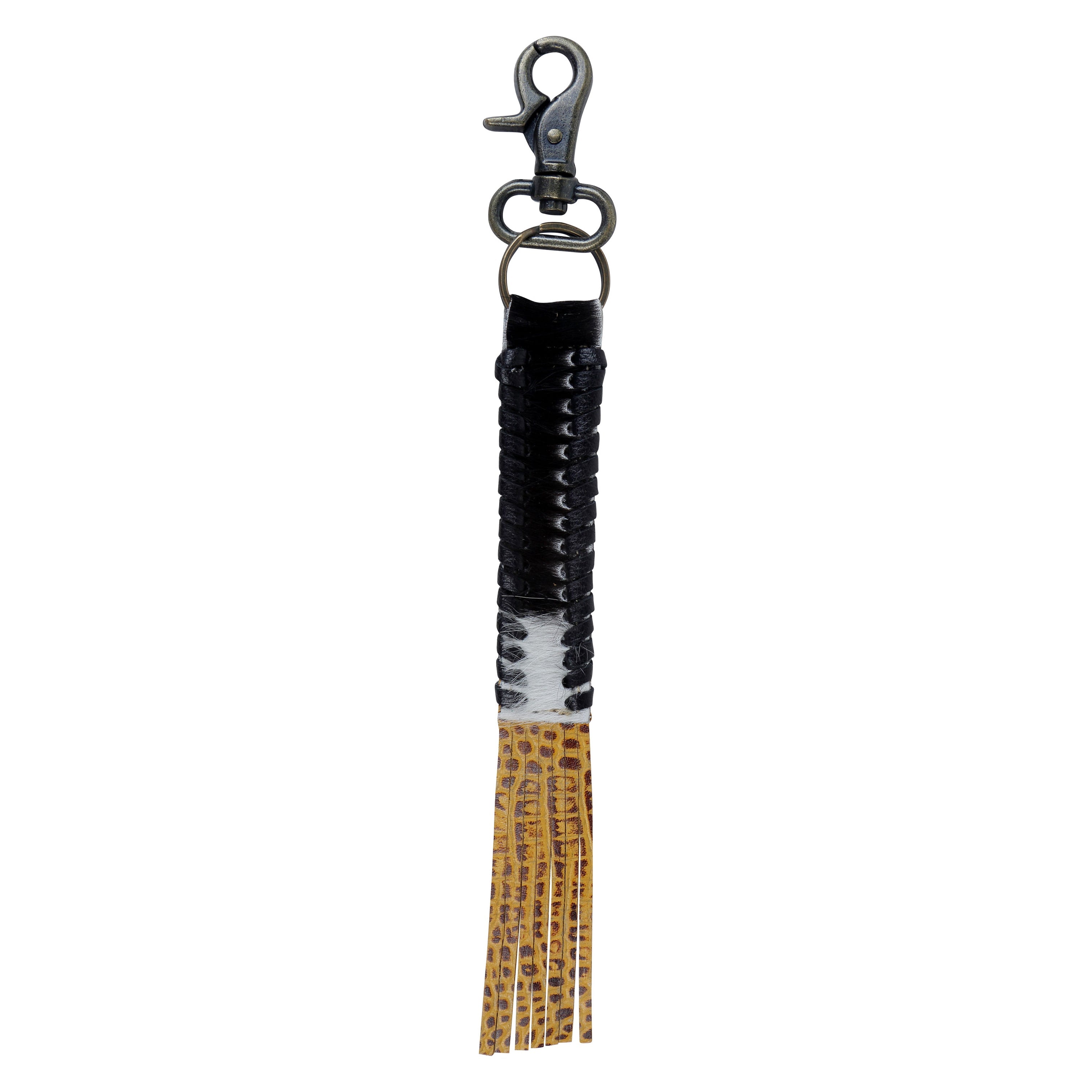 Porte-clés en cuir rayé