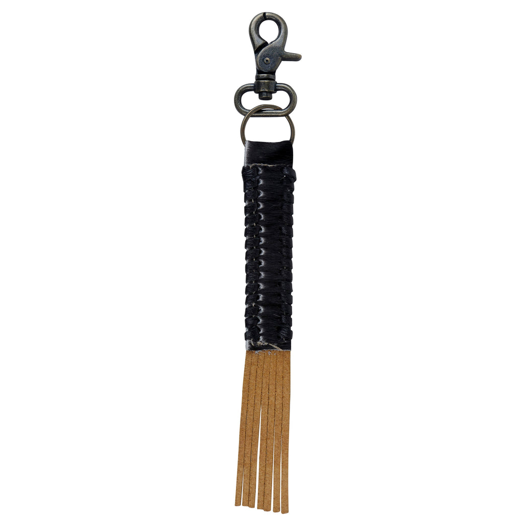 Porte-clés en cuir rayé