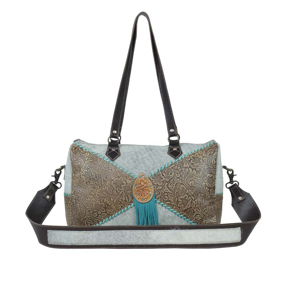 Sac en cuir repoussé Cascade azur