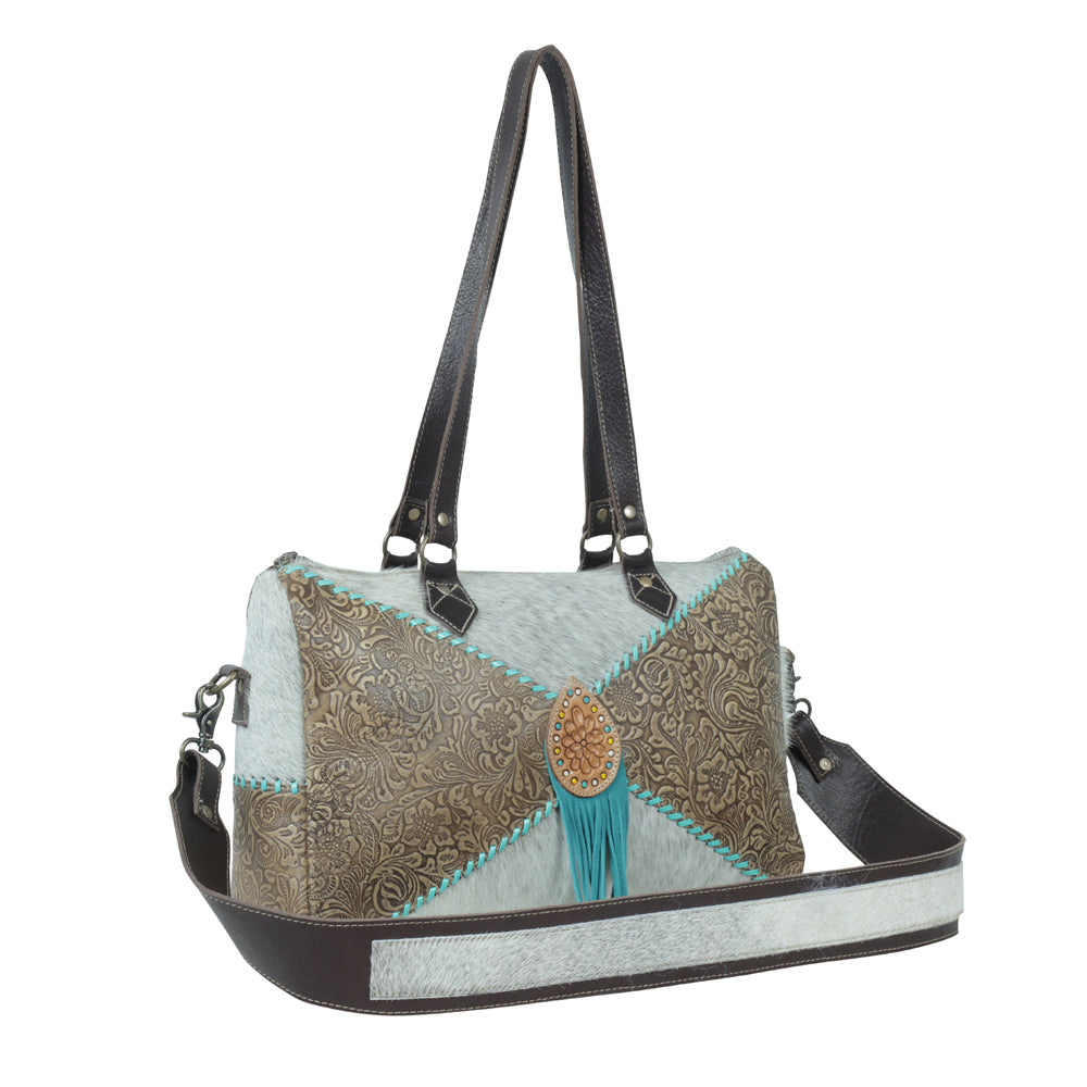 Sac en cuir repoussé Cascade azur