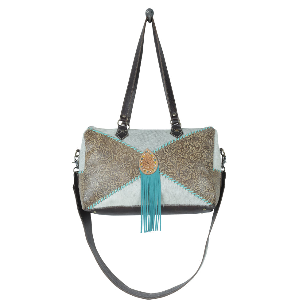 Sac en cuir repoussé Cascade azur