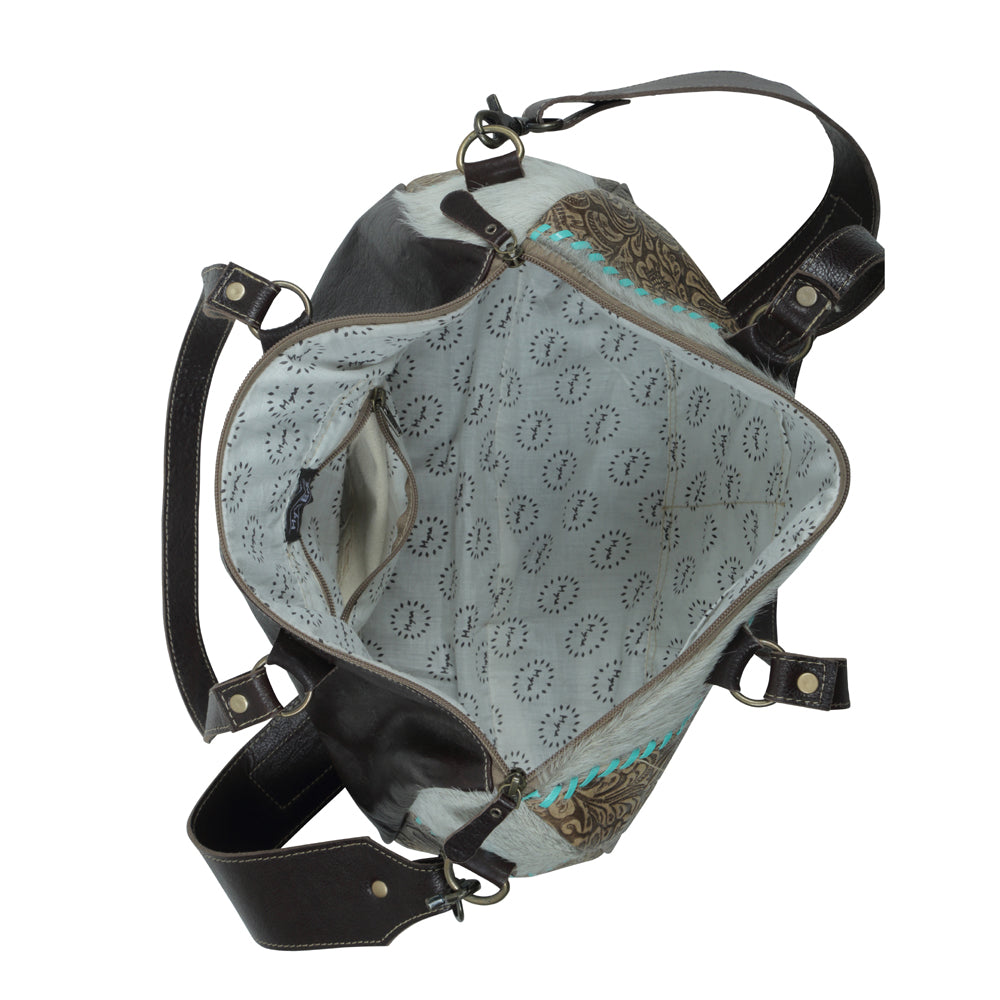 Sac en cuir repoussé Cascade azur