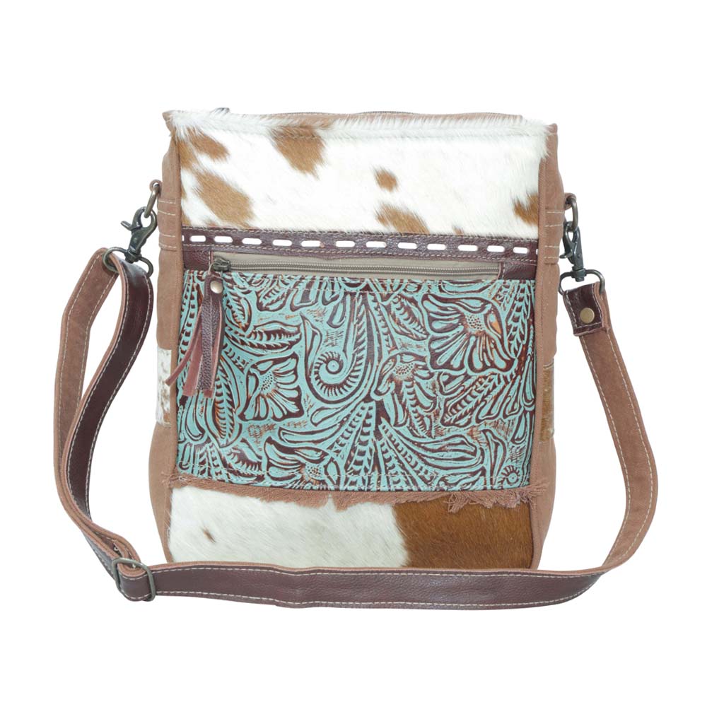 SAC LANTHE EN TOILE ET PEAU DE VACHE À POILS