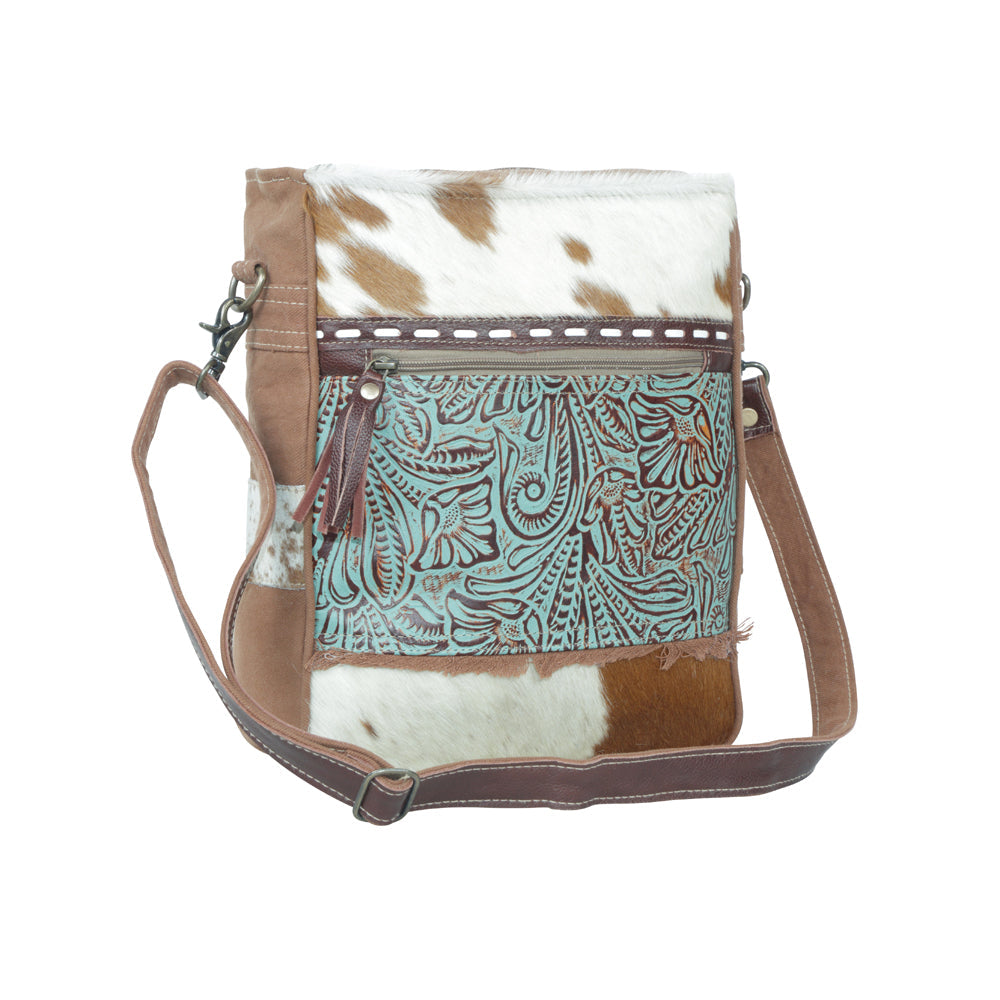 SAC LANTHE EN TOILE ET PEAU DE VACHE À POILS