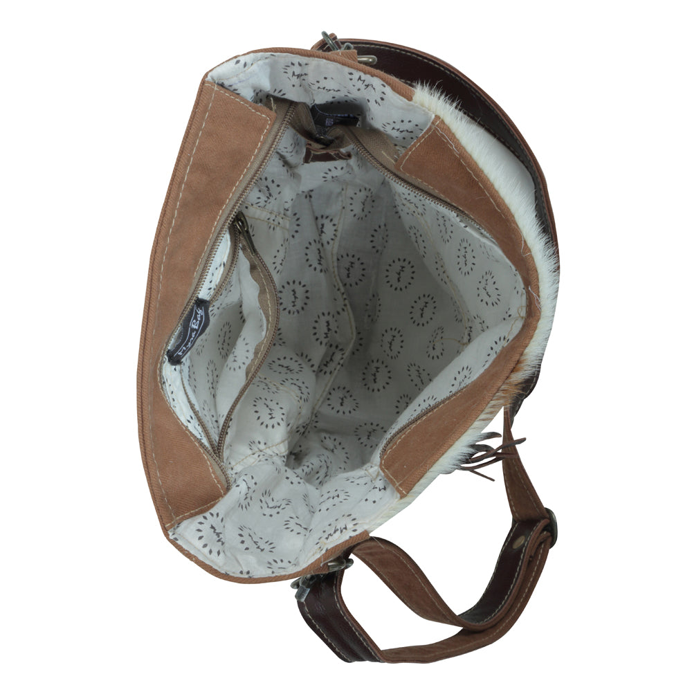 SAC LANTHE EN TOILE ET PEAU DE VACHE À POILS