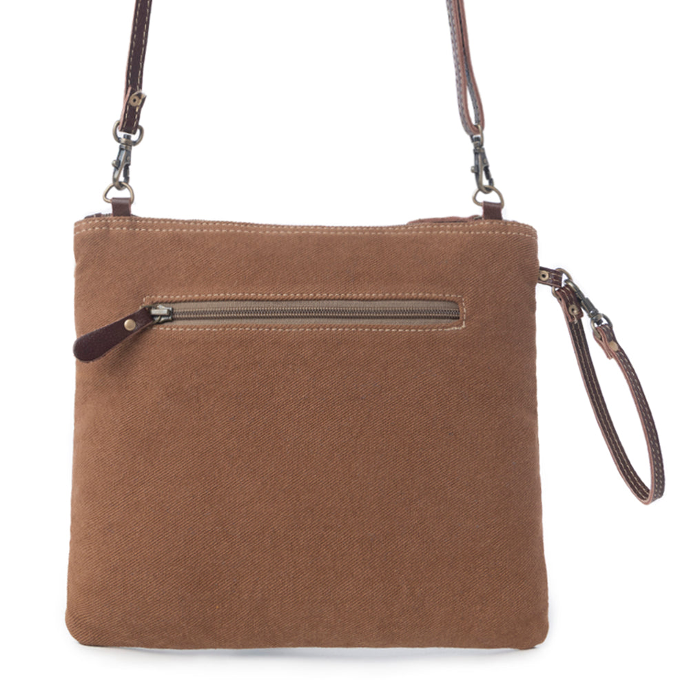 Sac bandoulière en cuir gaufré Myra Blue Isle pour femme, petit format, style western avec accents Hairon