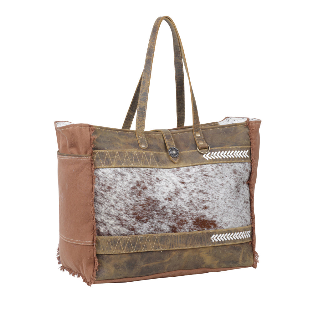 SAC EN TOILE ET POIL DE VACHE SEL ET POIVRE