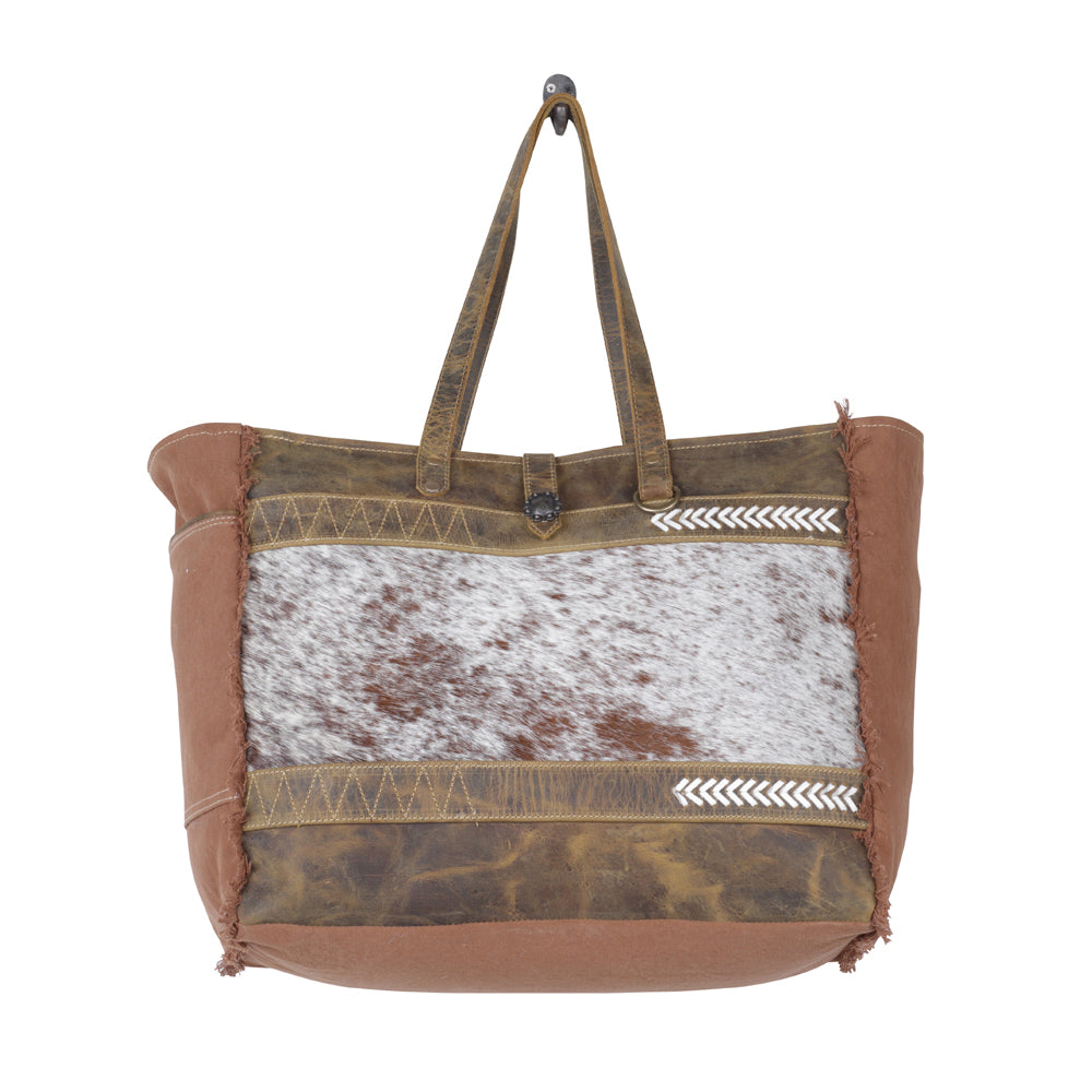 SAC EN TOILE ET POIL DE VACHE SEL ET POIVRE