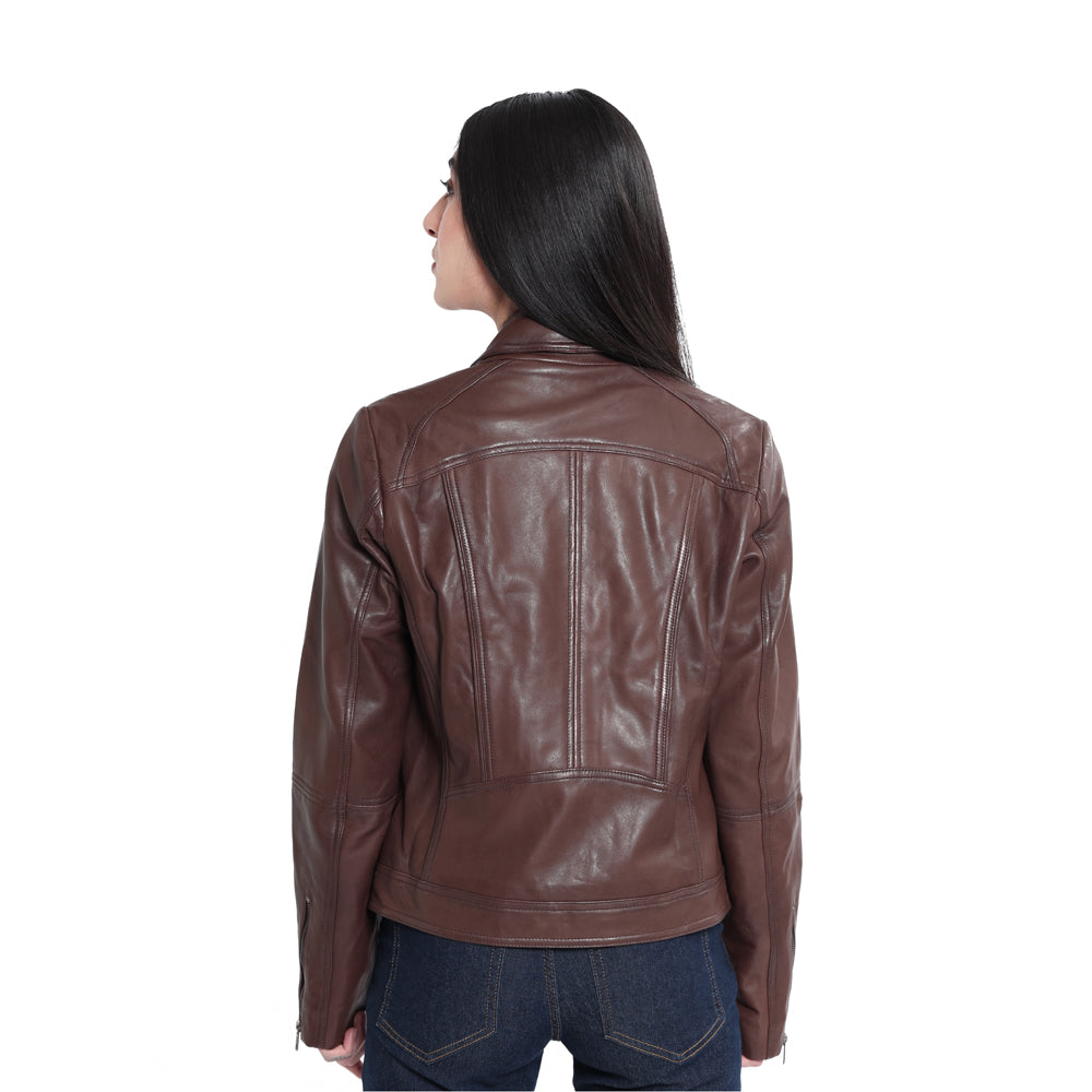 Blouson en cuir à volants ailés