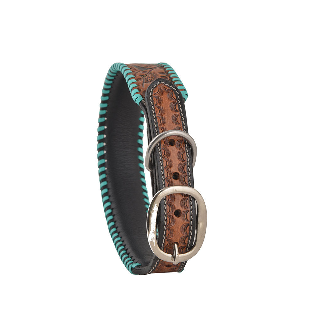 Collier pour chien en cuir repoussé "Full Bloom"