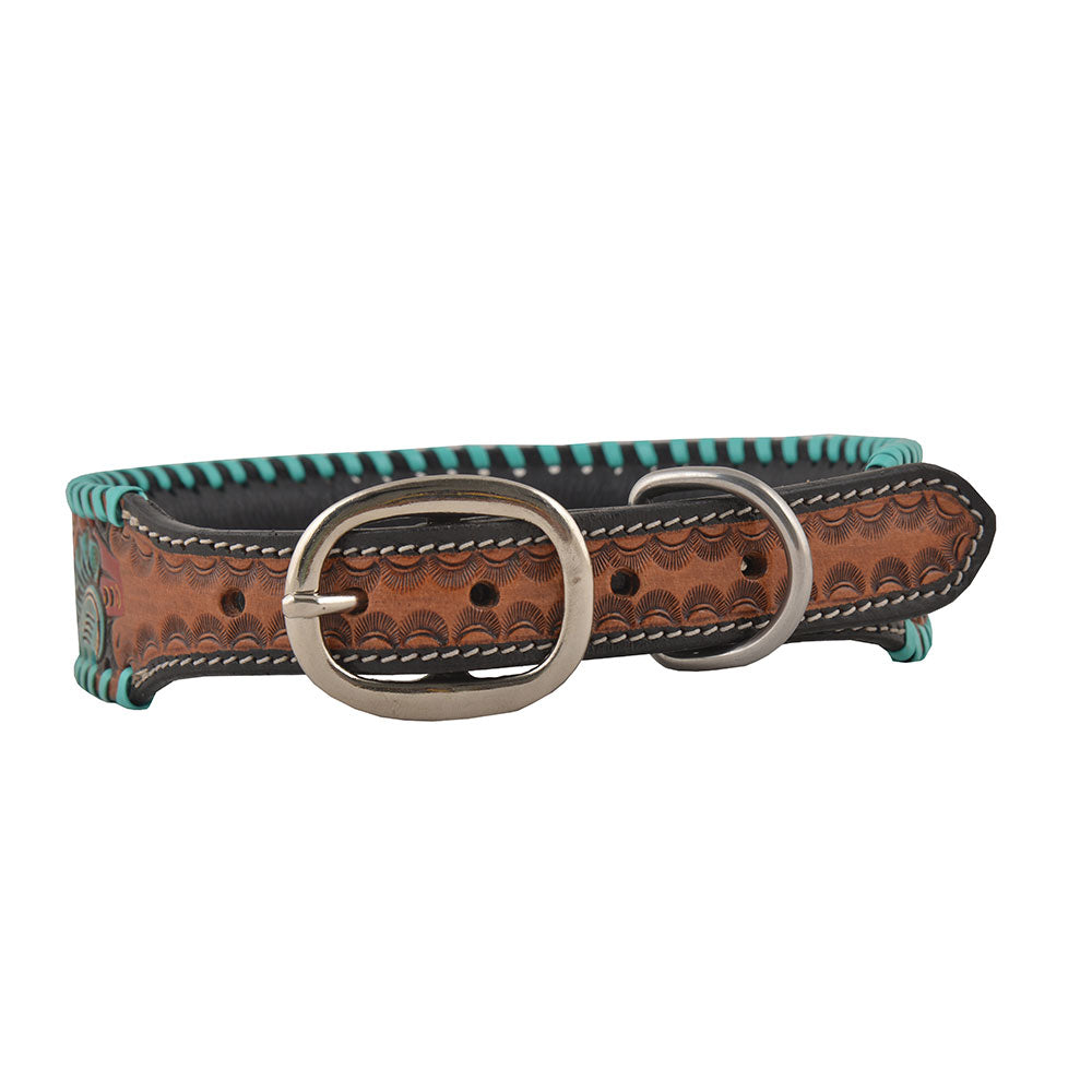 Collier pour chien en cuir repoussé "Full Bloom"