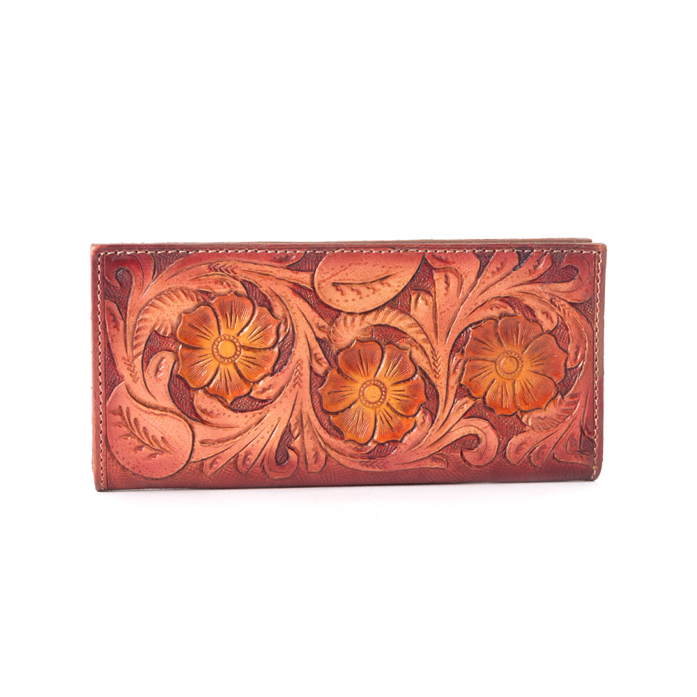 Portefeuille zippé rouge cramoisi