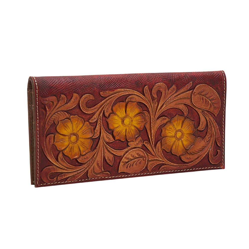 Portefeuille zippé rouge cramoisi