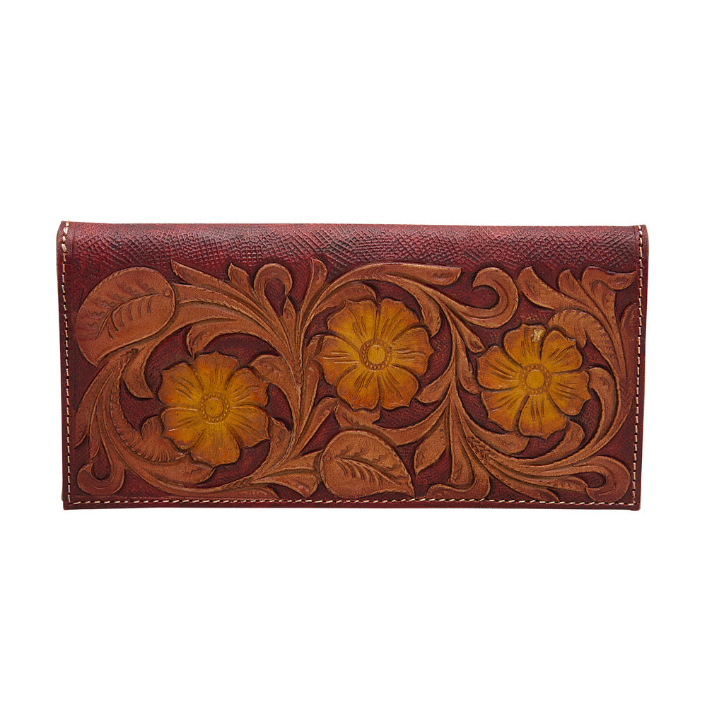 Portefeuille zippé rouge cramoisi