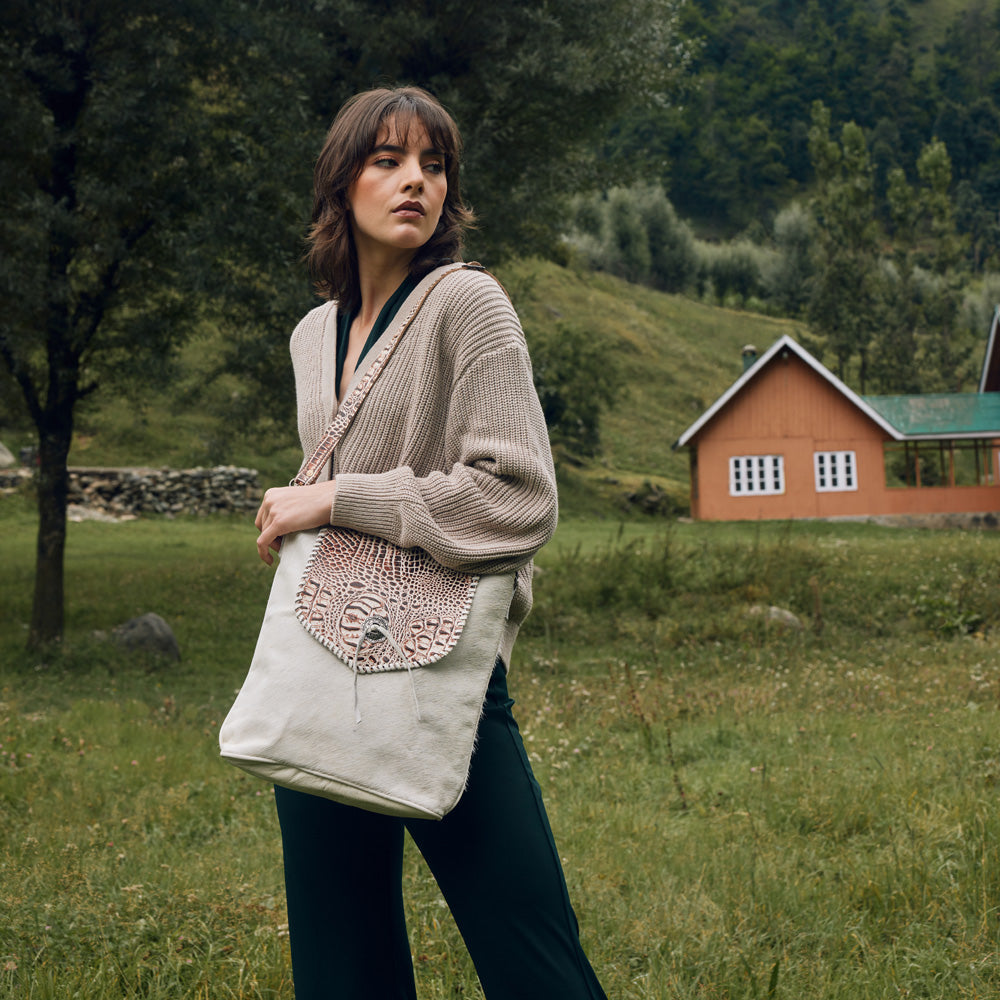 SAC SMOKEY EN CUIR ET PEAU DE CHEVAL AZTÈQUE