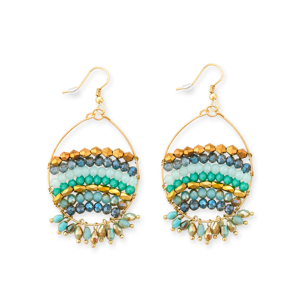BOUCLE D'OREILLE À RAYURES PERLÉES