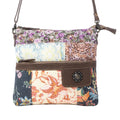 Sac bandoulière patchwork Myra La Fleur – Panneaux en toile florale, accents en cuir marron, sac à main bohème de cowgirl pour tous les jours