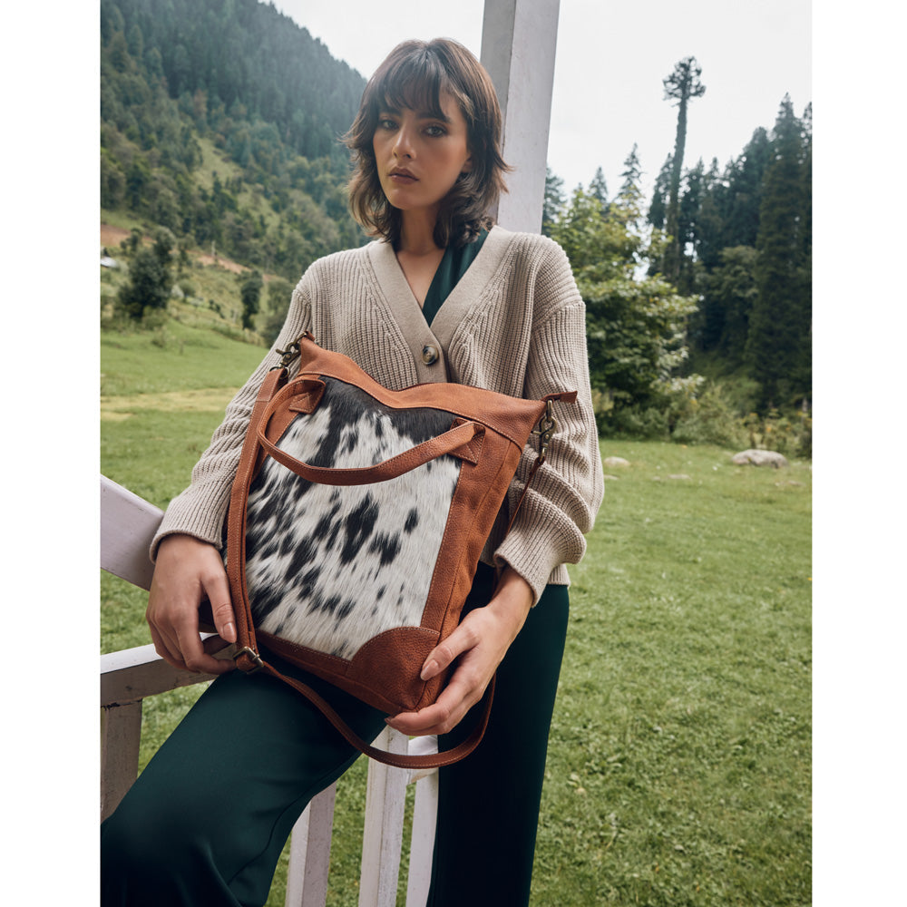 SAC EN CUIR ET PEAU DE VACHE SPIN