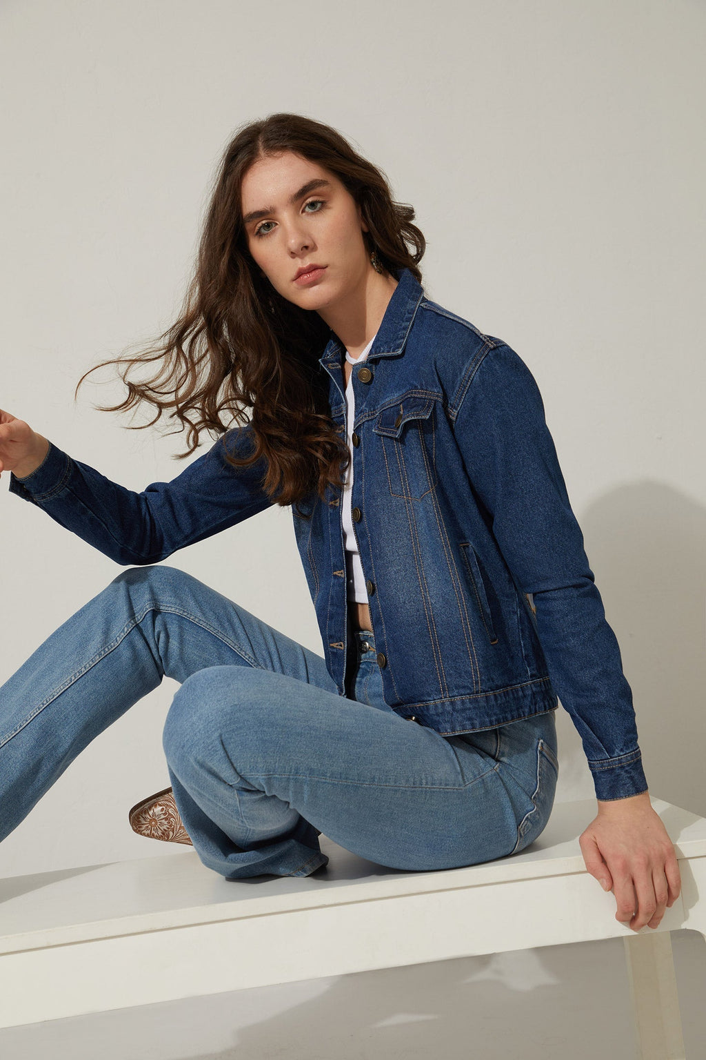 Veste en jean délavé Cassie