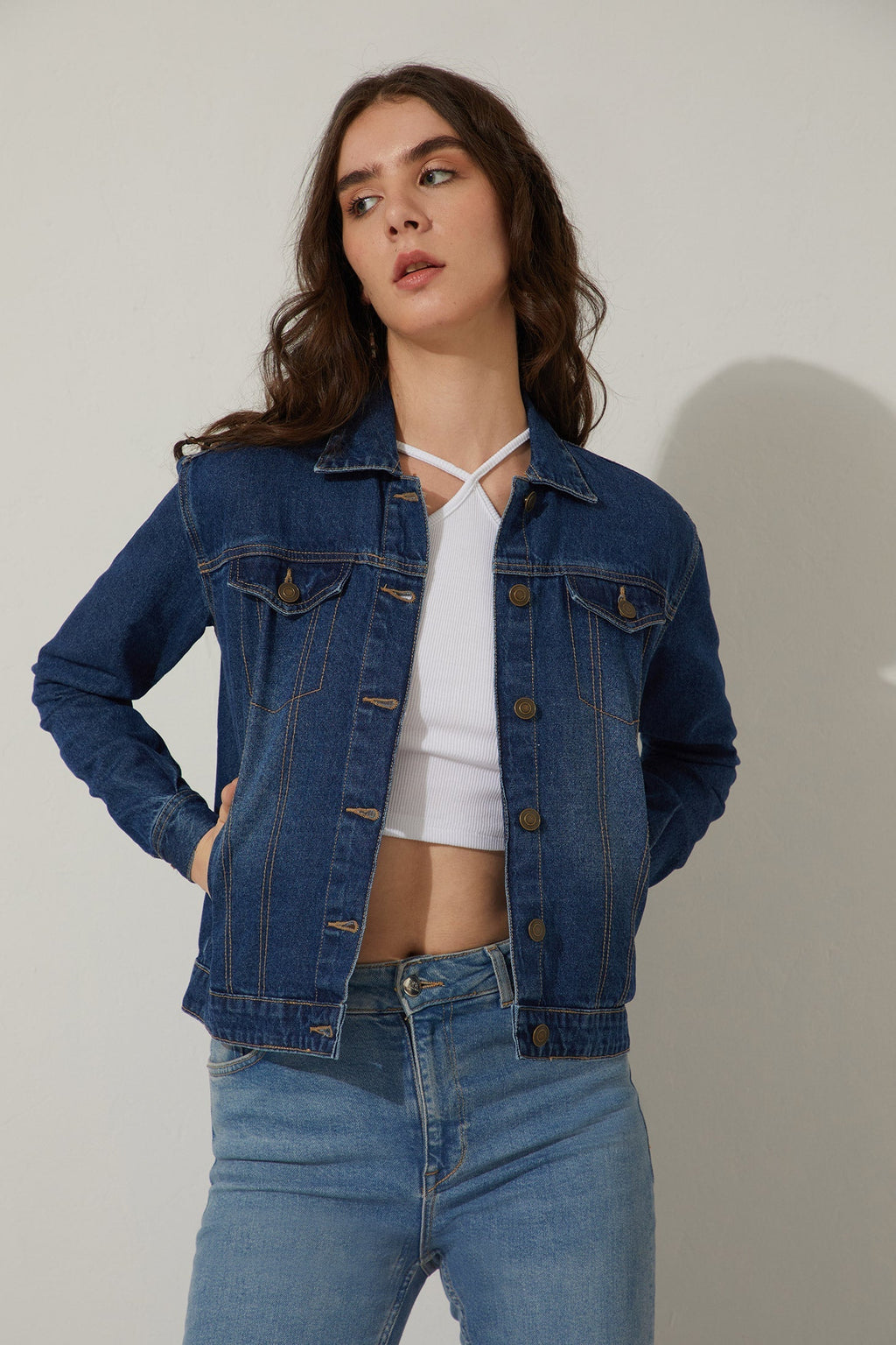 Veste en jean délavé Cassie