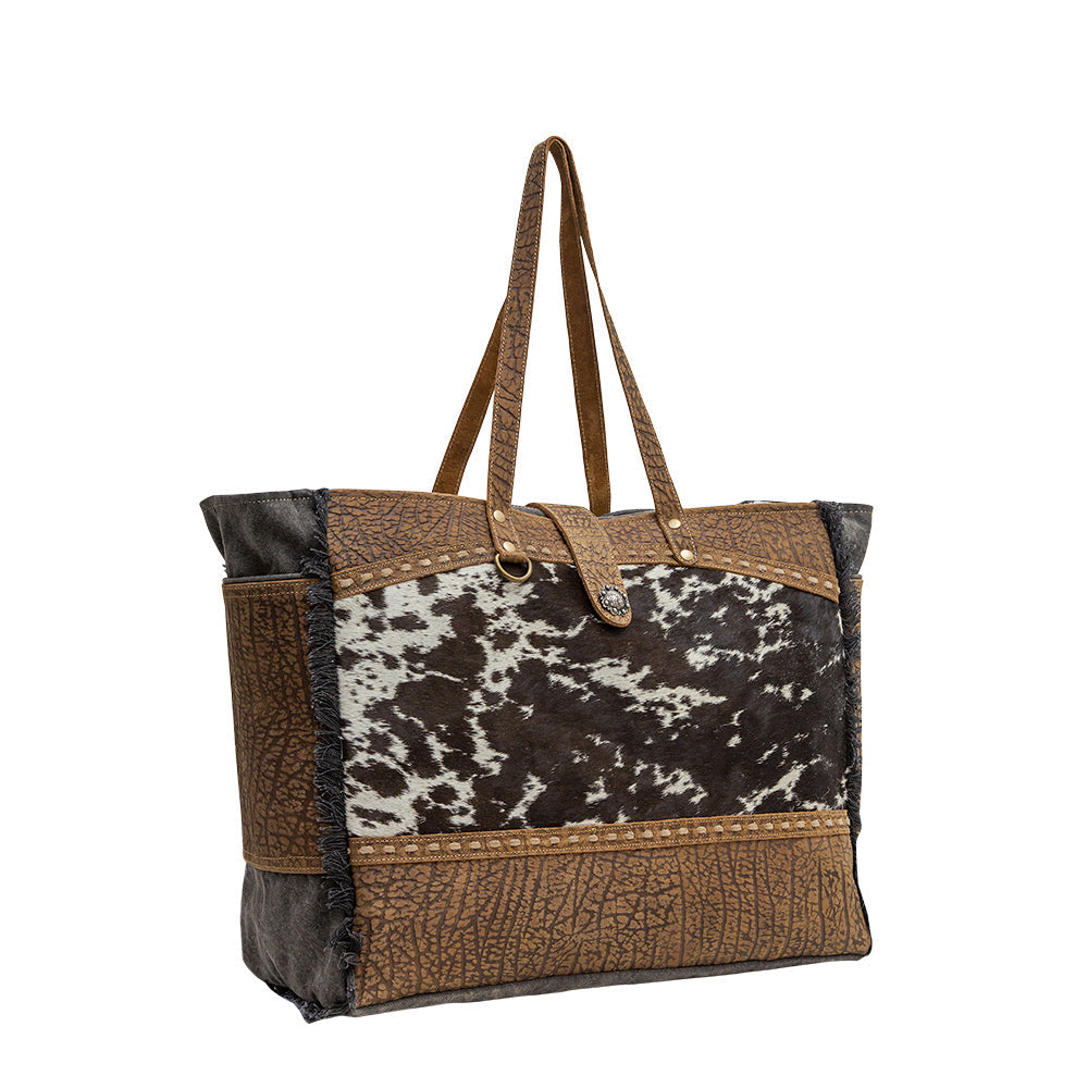 Sac Asher en toile et cuir de vachette