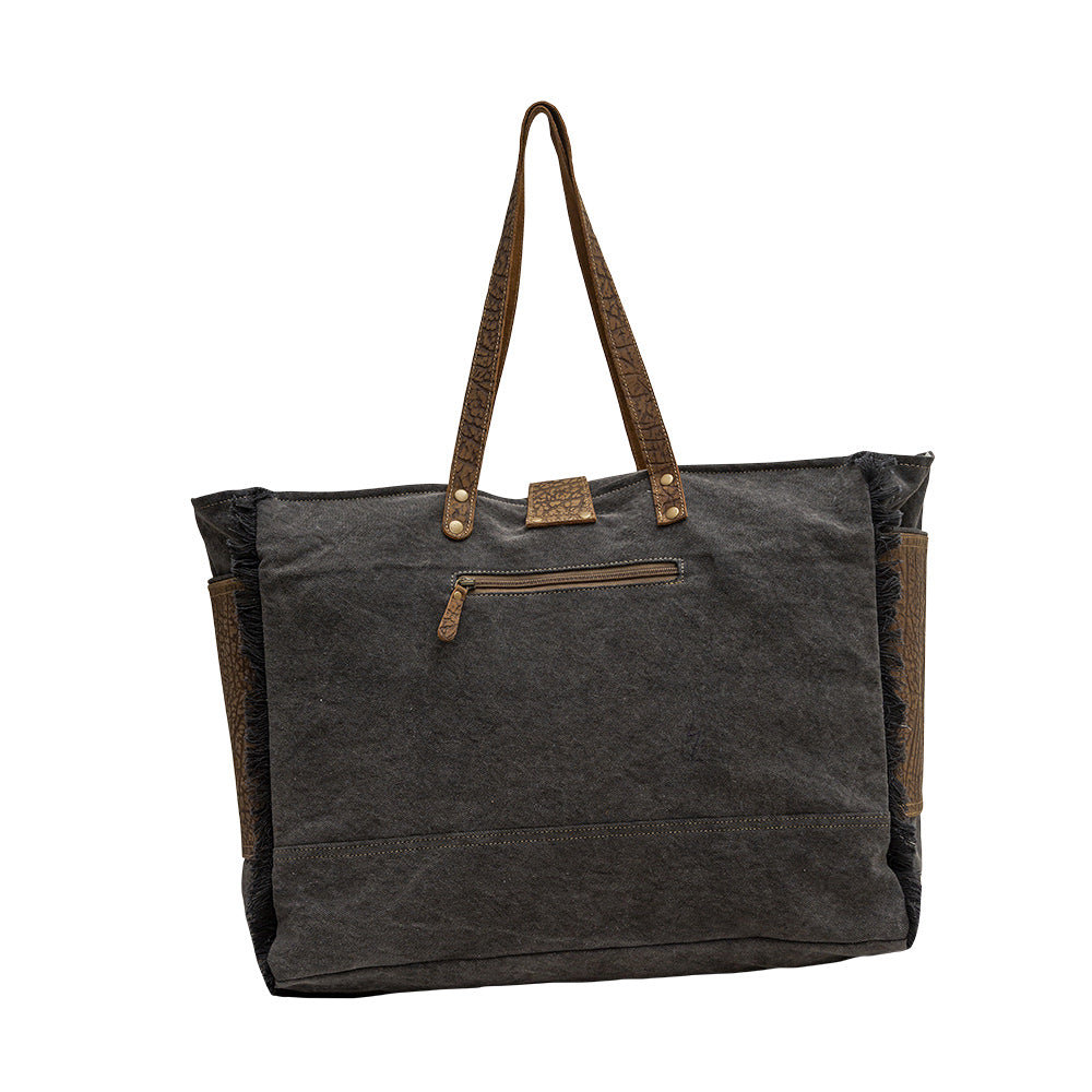 Sac Asher en toile et cuir de vachette