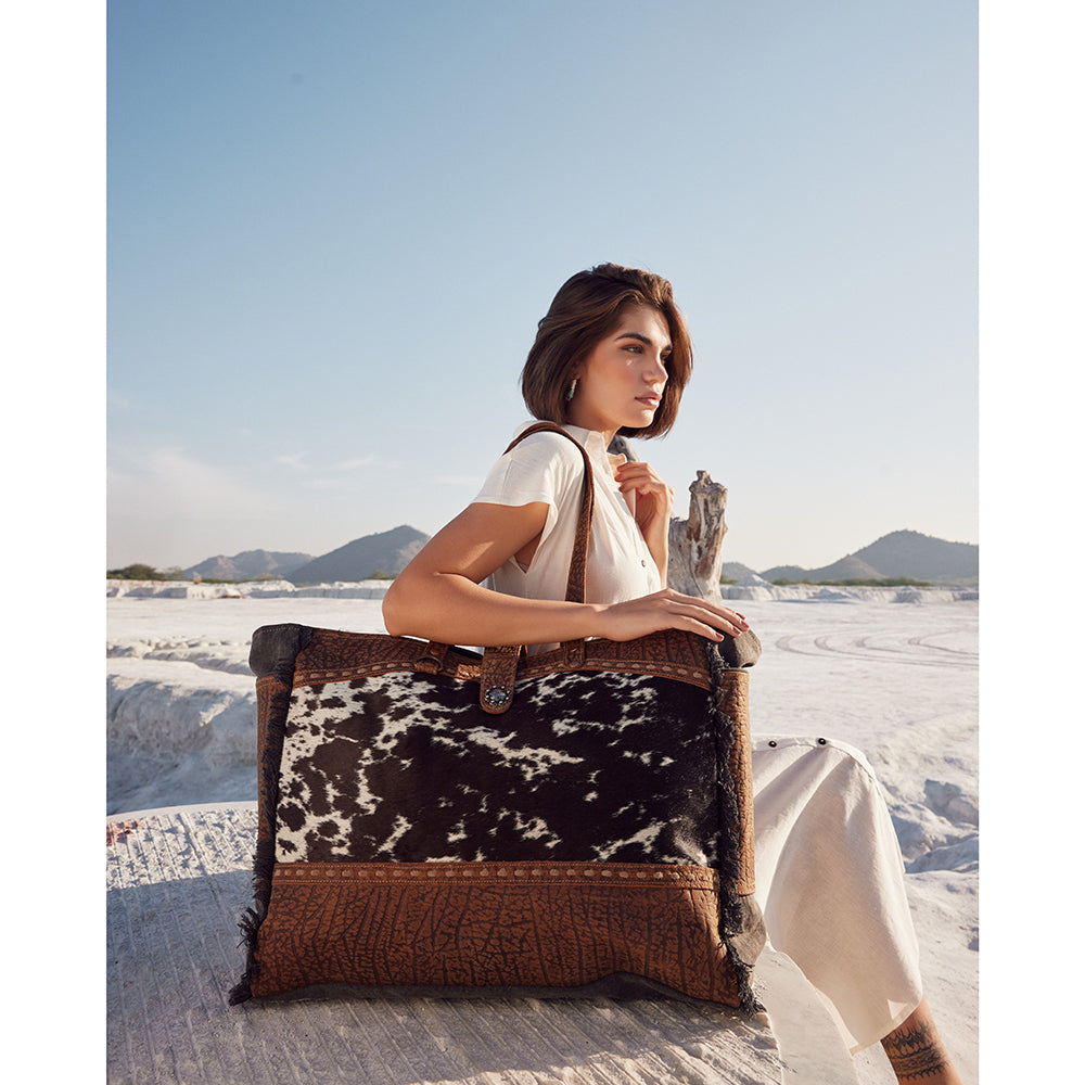 Sac Asher en toile et cuir de vachette