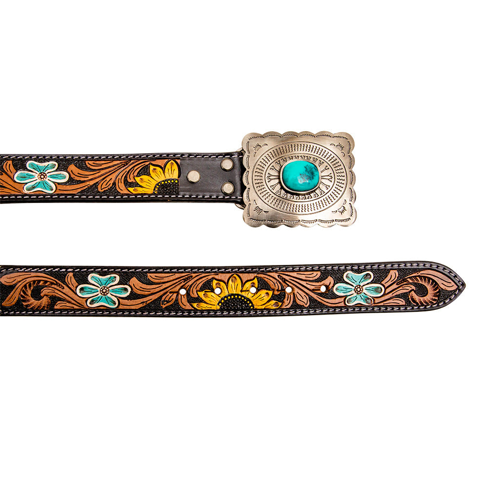 Ceinture Klepto Concho pour femme, en cuir repoussé main
