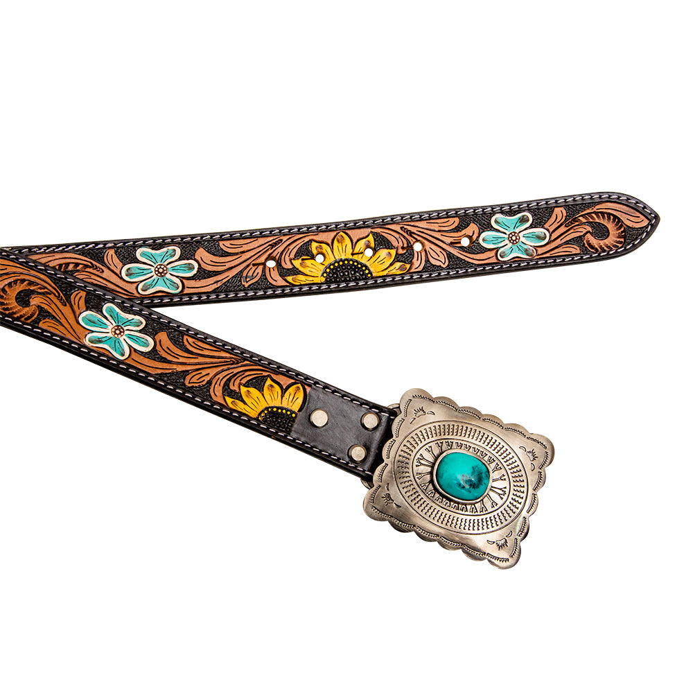 Ceinture Klepto Concho pour femme, en cuir repoussé main