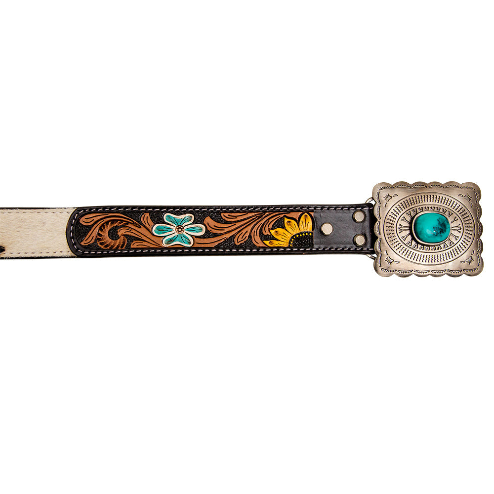 Ceinture Klepto Concho pour femme, en cuir repoussé main