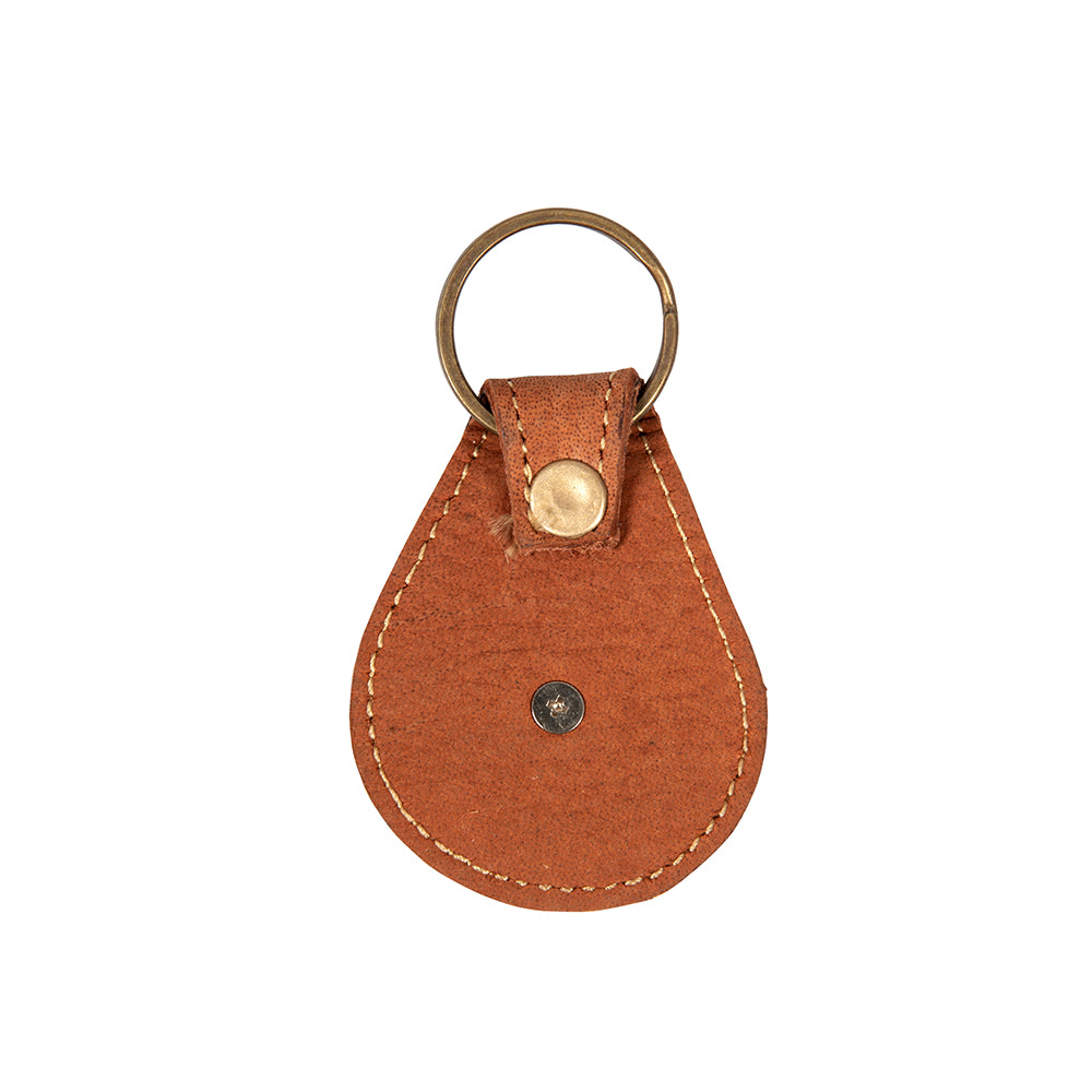 Porte-clés en cuir caramel Concho