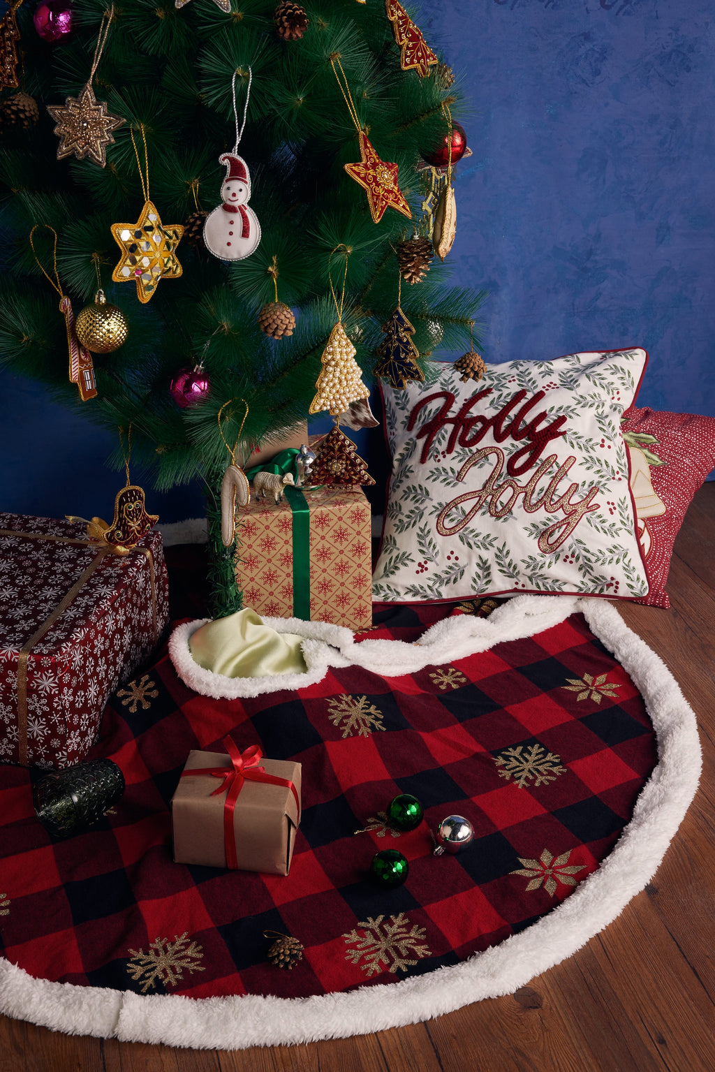 Décoration de sapin de Noël Perles et Pompons
