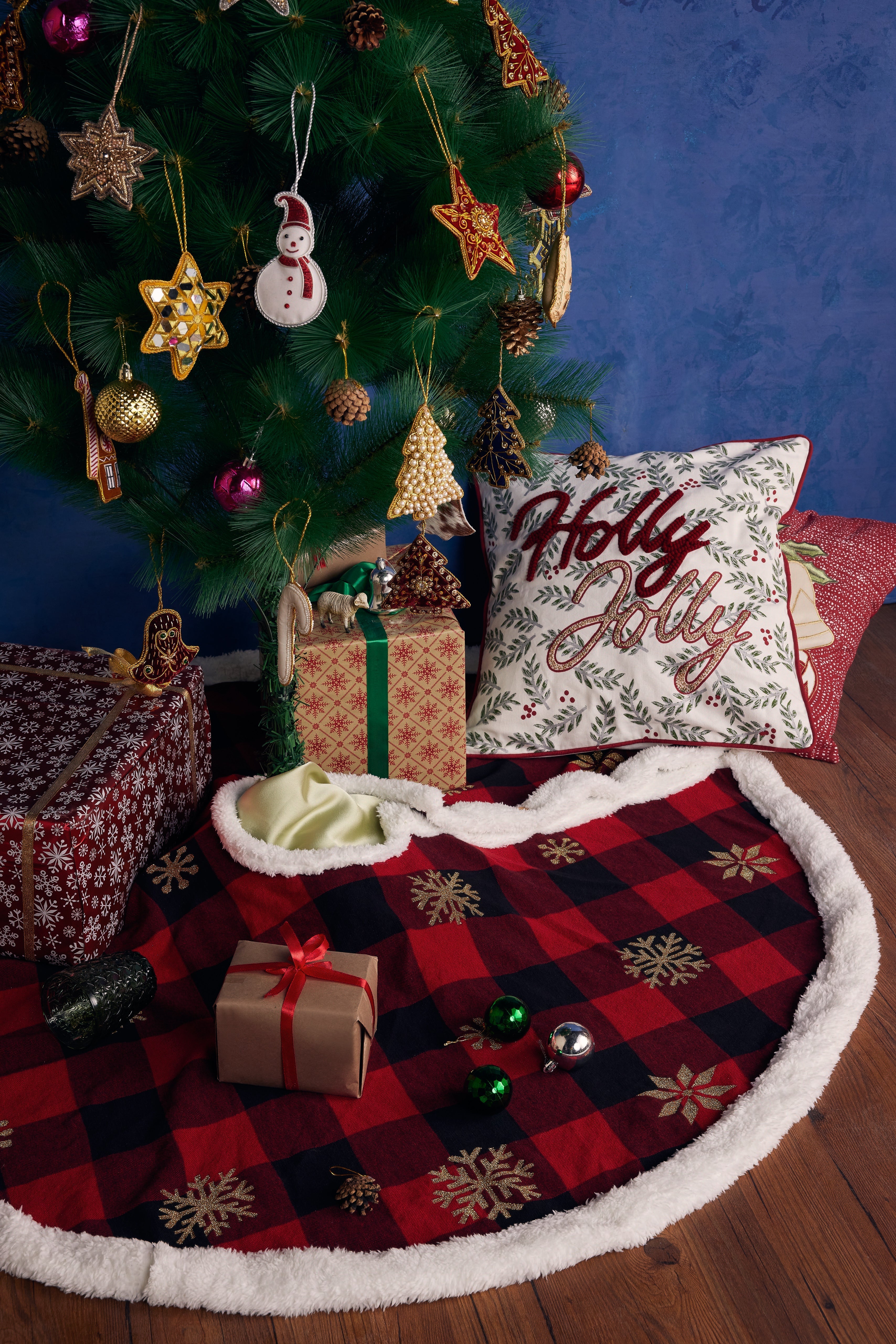Décoration de sapin de Noël Perles et Pompons