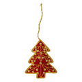 Ornement de Noël en forme de sapin avec des bijoux, en rouge