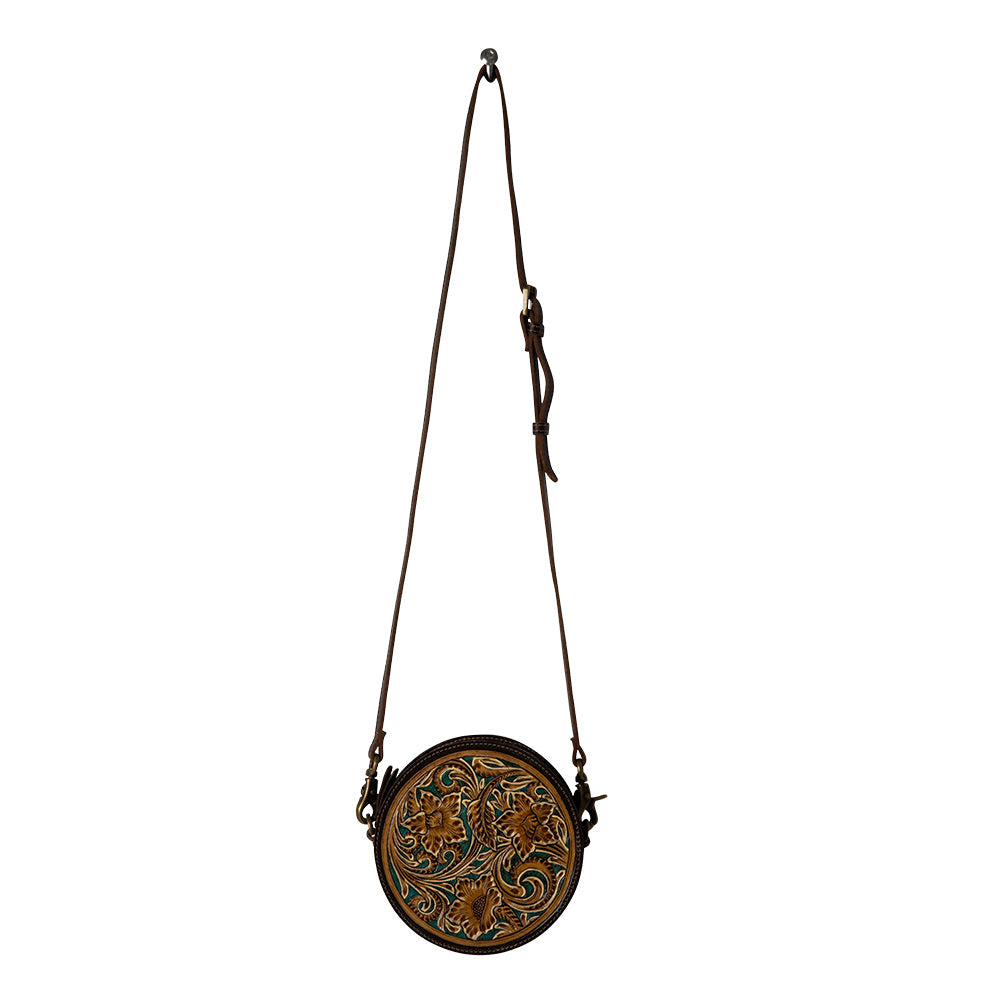 Sac rond Magnolia Lane en cuir repoussé à la main