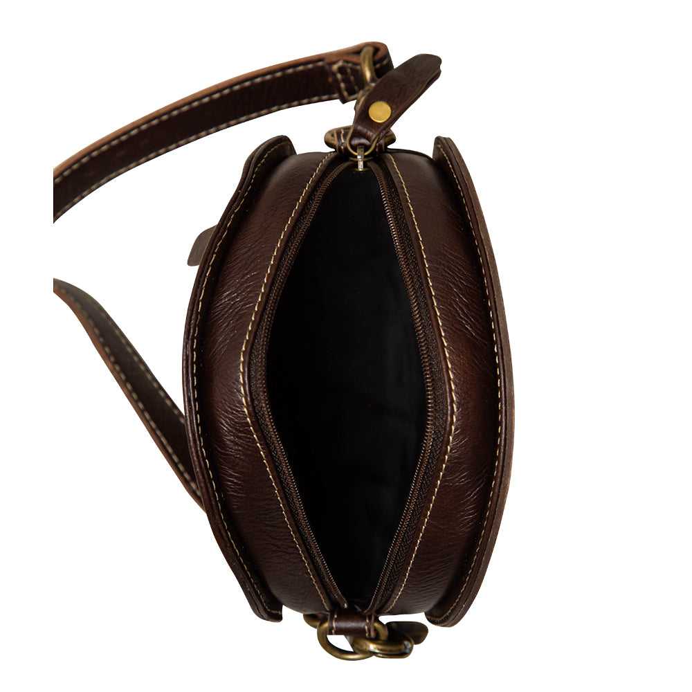 Sac rond Magnolia Lane en cuir repoussé à la main