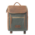 Sac à dos Myra Carriage Port Slimline – Rabat en cuir vieilli, sac à dos rustique pour les trajets quotidiens et les voyages en plein air
