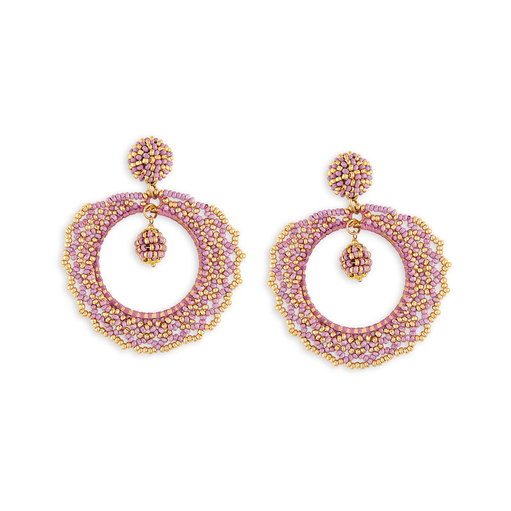 Boucles d'oreilles perlées Champs de lavande