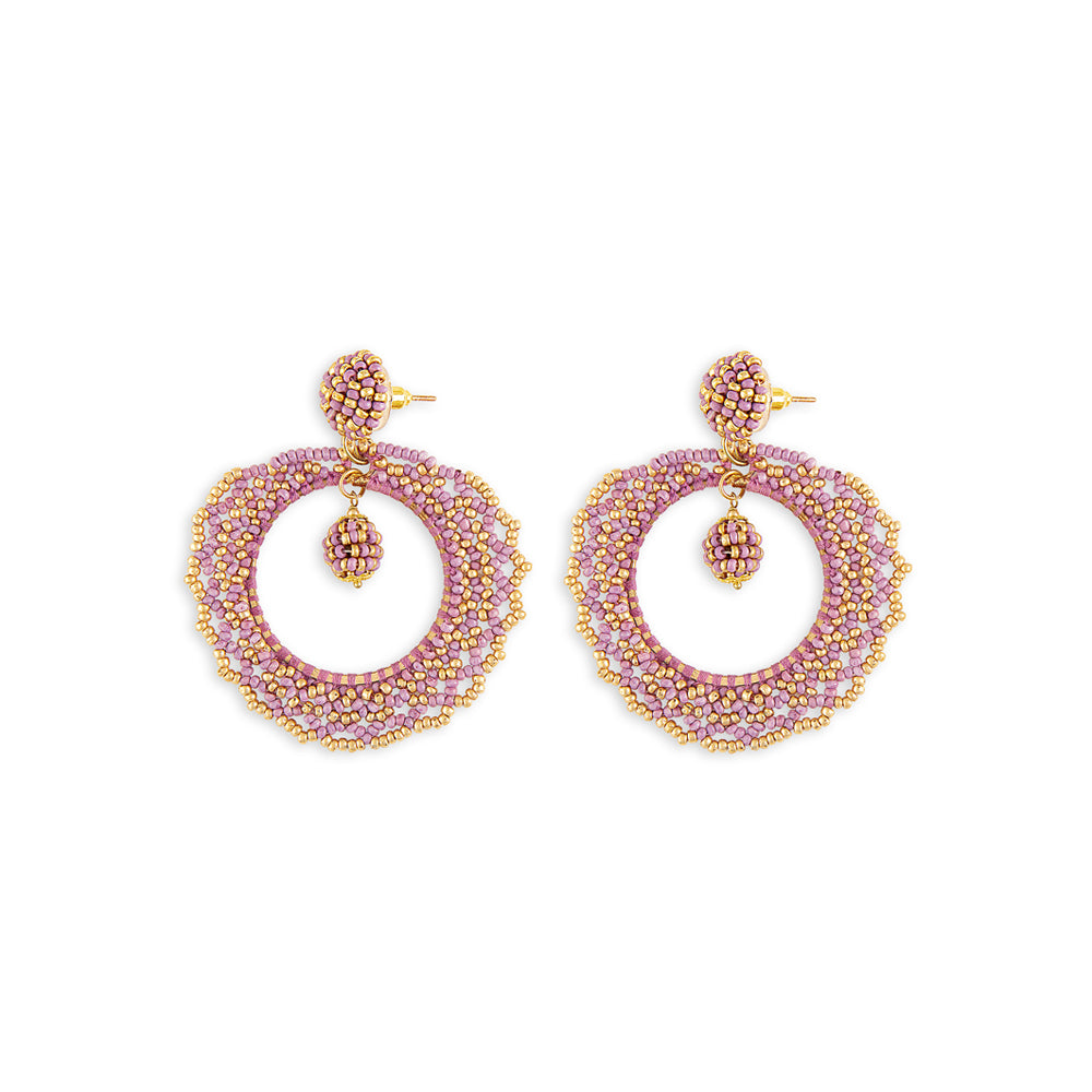 Boucles d'oreilles perlées Champs de lavande