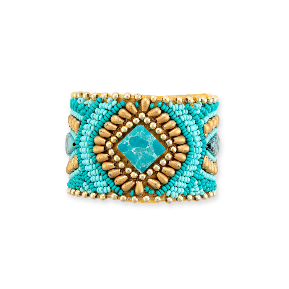 Bracelet manchette Savannah Worlds avec perles