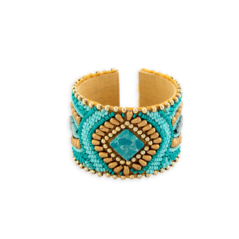 Bracelet manchette Savannah Worlds avec perles