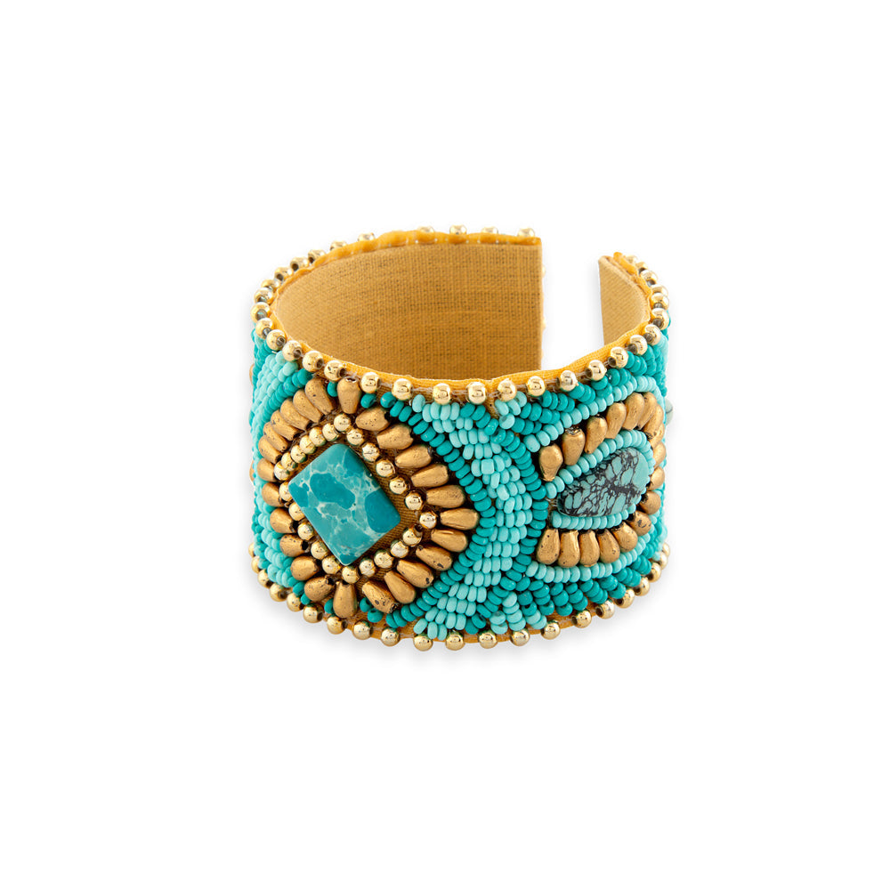 Bracelet manchette Savannah Worlds avec perles