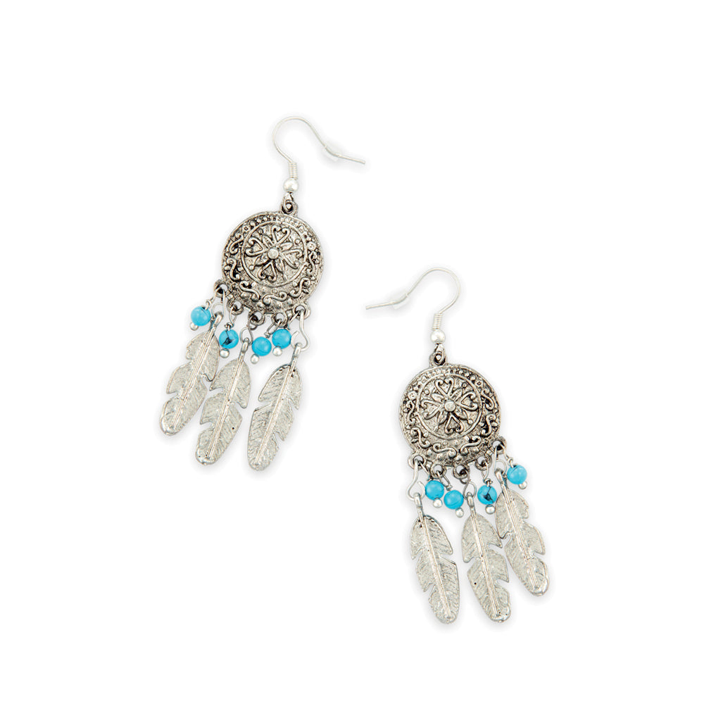 Boucles d'oreilles argentées « Souhait de plumes »