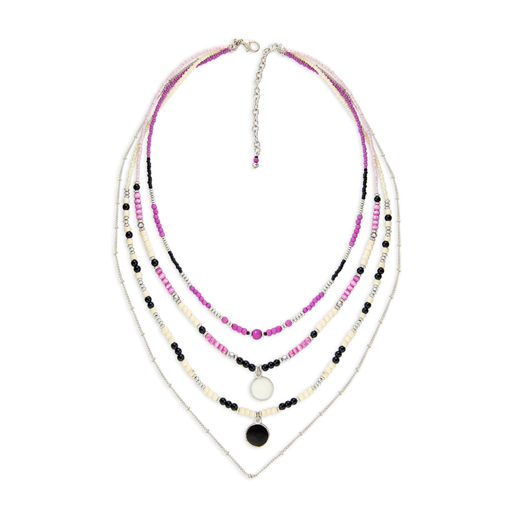 Collier superposé magenta joyeux