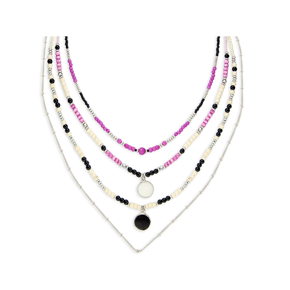 Collier superposé magenta joyeux