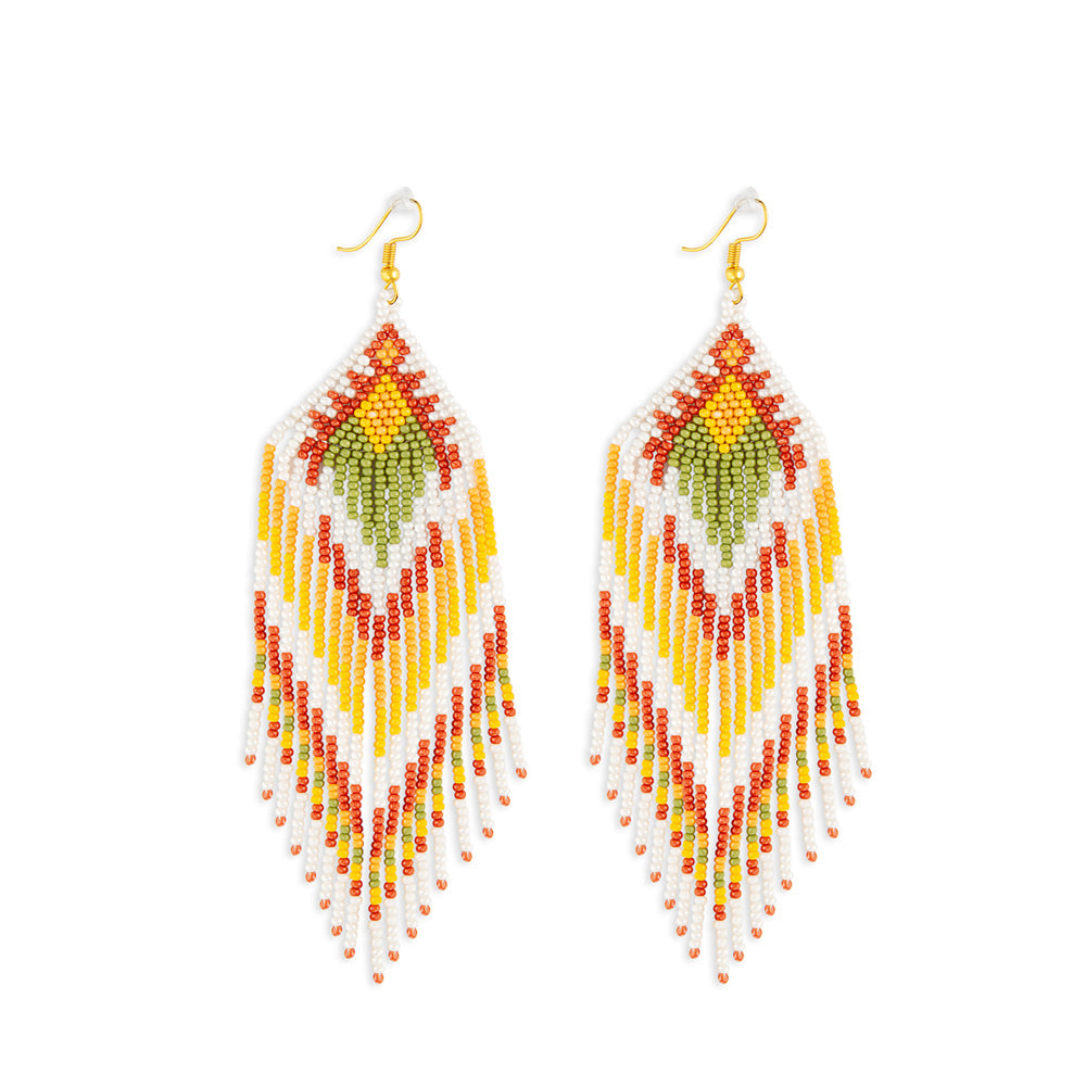 Boucles d'oreilles perlées Rain Dance jaune maïs