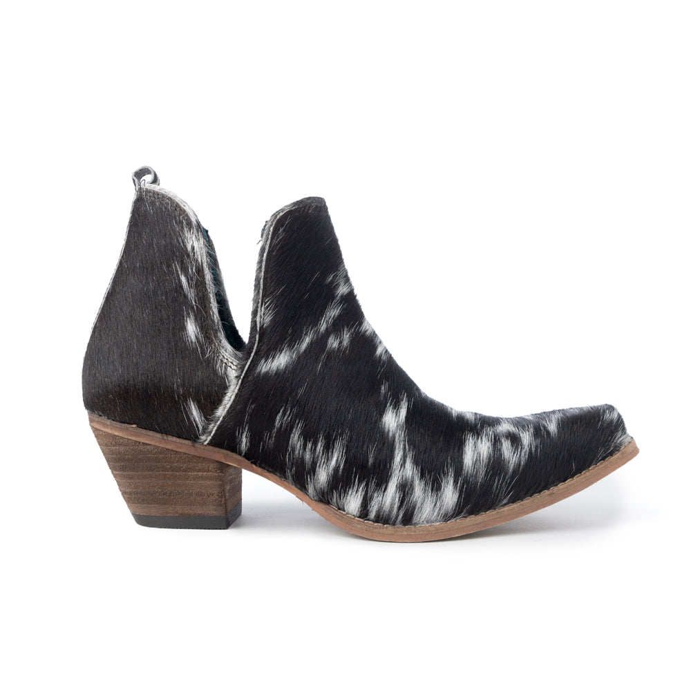 Bottes Sunset Bloom en cuir de vachette fendu noir et blanc