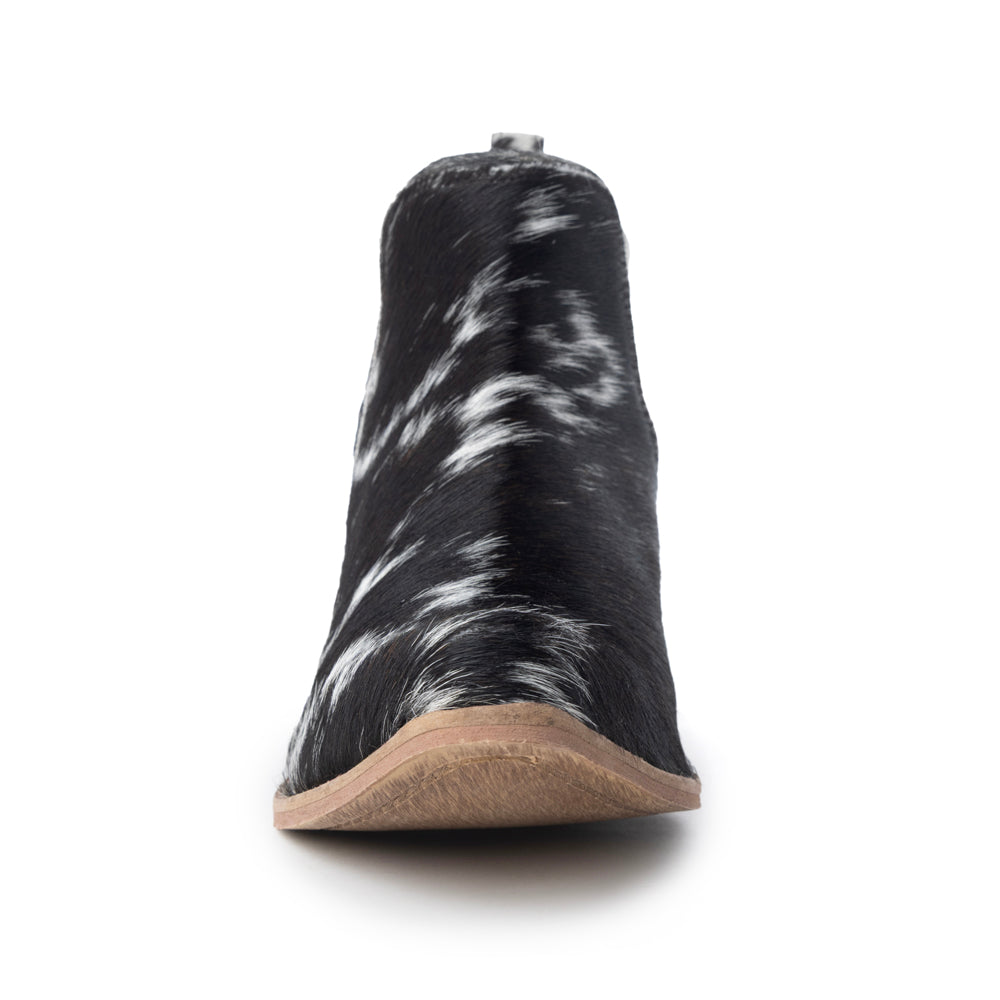 Bottes Sunset Bloom en cuir de vachette fendu noir et blanc