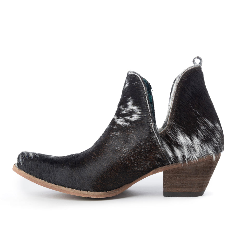 Bottes Sunset Bloom en cuir de vachette fendu noir et blanc
